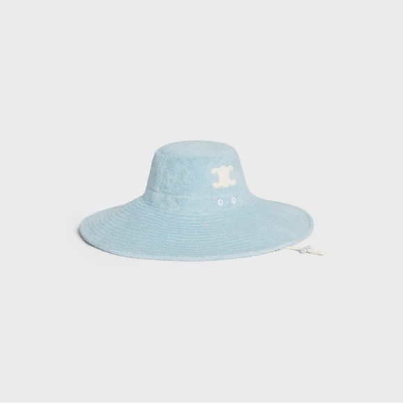 CELINE Triomphe wide brim hat, adjustable draw string in baby blue
Never worn. - Picture 9 of 14